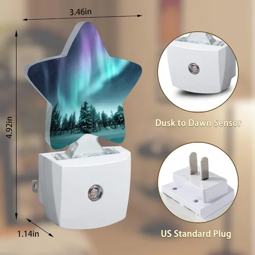 Miniatura 6 de Northern Lights Forest - Luz nocturna enchufable con sensor de atardecer a amanecer para dormitorio, baño y sala de estar, lámpara apta para dormir