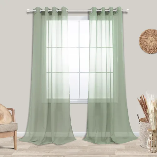 Miniatura 22 de KOUFALL Cortinas traslúcidas de 120 pulgadas de 2 paneles con ojales, juego extra largo de 10 pies de largo, cortinas altas para ventana grande, 52
