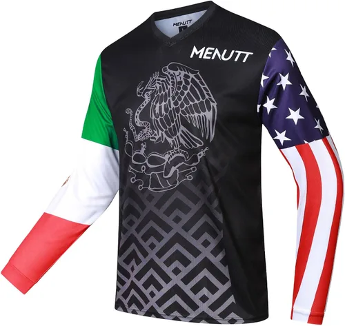 Miniatura 2 de MENUTT Racing - Camiseta de manga larga para hombre, diseño de México para bicicleta de montaña y motocross