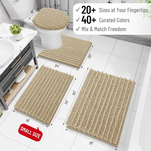 Miniatura 2 de Arotive - Alfombra de baño de lujo de chenilla, extra suave, gruesa, absorbente, esponjosa, antideslizante, se puede lavar y secar a máquina