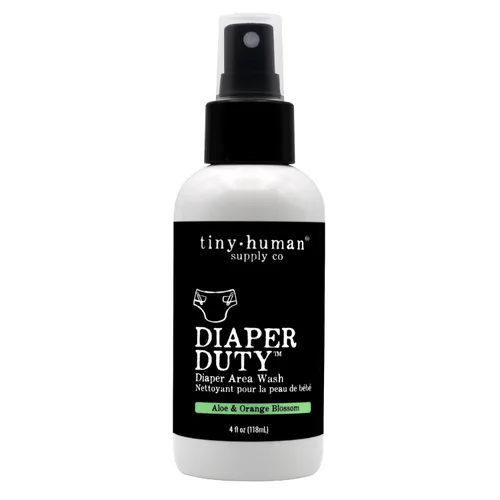 Diaper Duty - Jabón de área para pañales, 4 onzas (1 paquete), flor de naranja y aloe, spray de limpieza suave para pañales de tela, calmante y