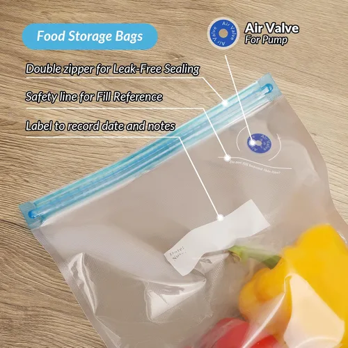Miniatura 3 de Bolsas Sous Vide de 27 unidades, sin BPA, reutilizables, almacenamiento de alimentos de doble capa (11 x 10 pulgadas) para cocinar, almacenar