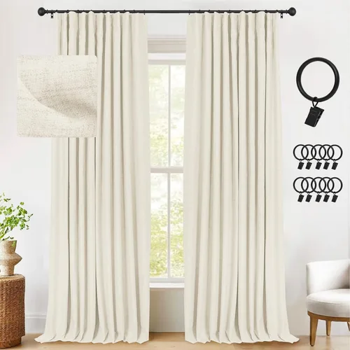 Miniatura 24 de INOVADAY Cortinas térmicas para puerta corredera 100% opacas para dormitorio, cortinas de puerta corrediza de vidrio extra anchas para patio, lino