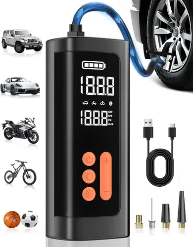 Inflador de neumáticos, compresor de aire portátil, inalámbrico y de 12 V CC para automóviles, bicicletas, motocicletas, bolas de neumáticos con