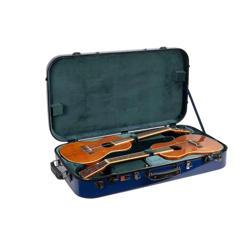 Miniatura 18 de Crossrock Estuche doble de fibra de vidrio con cerradura TSA para dos ukeleles de concierto/tenor-negro (CRF2020DTUBK)