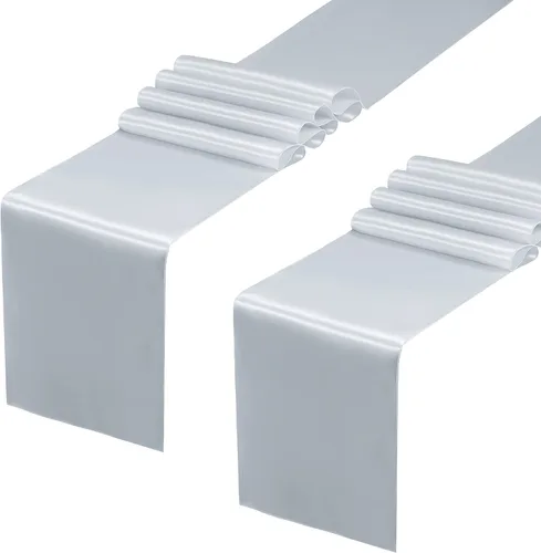 Miniatura 33 de Horbaunal - Juego de 12 caminos de mesa de satén azul claro de 12 x 108 pulgadas, caminos de mesa suaves para bodas, banquetes, fiestas de cumpleaños