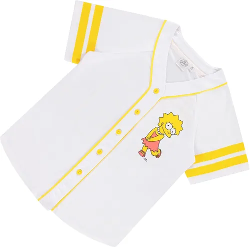 Miniatura 6 de The Simpsons Camiseta de béisbol para mujer - Lisa, Krusty, Bart and Homer Simpson malla con botones