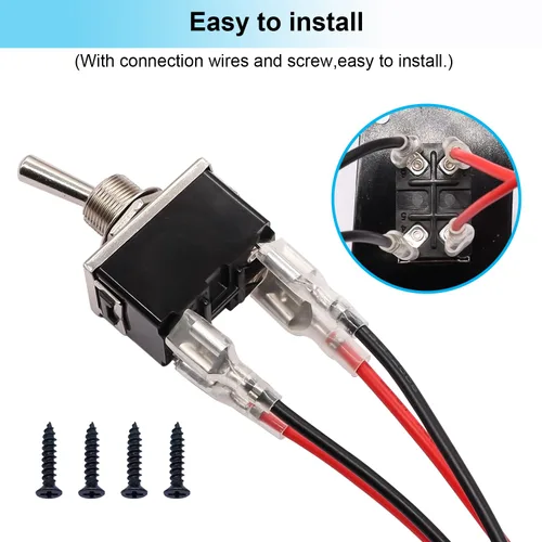 Miniatura 4 de TWTADE Interruptores de palanca basculantes con pestillo 4 pines 2 posiciones ON/OFF DPST impermeable interruptor de palanca resistente con cables