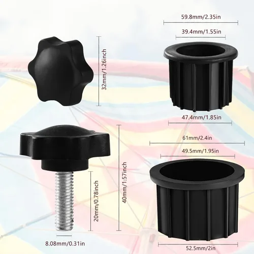Miniatura 3 de 6 piezas de repuesto para base de paraguas, piezas de repuesto para base de sombrilla de patio, cubierta de enchufe para anillo de agujero de 6