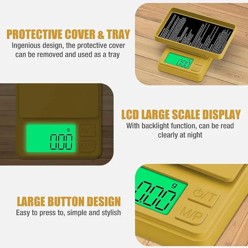 Miniatura 3 de Diyife - Báscula de precisión de 35.27 oz x 0.00 oz, báscula de bolsillo con cubierta protectora, 7 unidades, pantalla LCD retroiluminada, función
