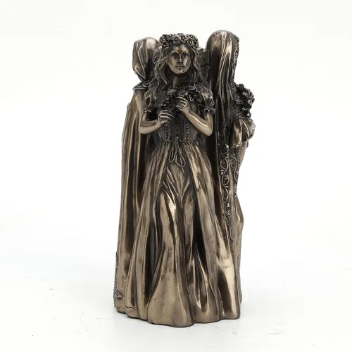 Veronese Design Portavelas Wiccan Triple Goddess de 6 3/4 pulgadas de alto, escultura de resina bronceada fundida en frío, figura celta,