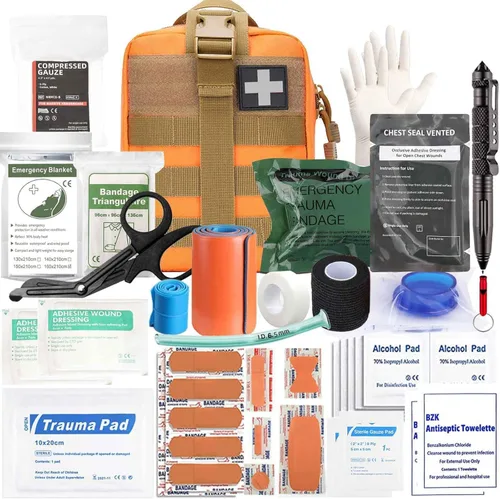 Miniatura 7 de Kit de Trauma Ifak, 74 Piezas de Suministros Tácticos de Primeros Auxilios Mejorados, Bolsa Molle Ifak Rip Away Suministros de Repuesto para Negro