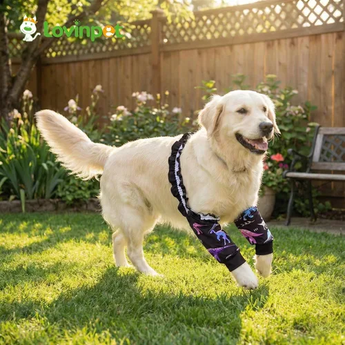 Miniatura 7 de LovinPet Mangas delanteras para perros medianos y grandes, protección de codo elástica en 4 direcciones, recuperación antilamos, prevención de calor