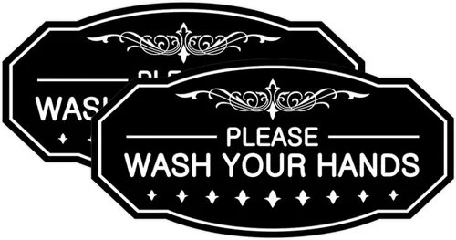 Miniatura 39 de Signs ByLITA Letrero de Victorian Please Wash Your Hands (plata cepillada) - Grande Brushed Silver