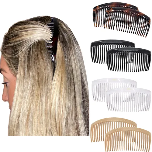 Miniatura 10 de Camila Paris CP3022 - Peines laterales franceses grandes, curvados, beige con torsión francesa para el cabello, decorativas, pinzas de sujeción