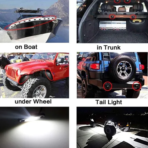 Miniatura 8 de 6Pods - Luces LED de neón blancas para auto, camiones, ATV, UTV, SUV, debajo de la carrocería, lámpara impermeable (blanco)