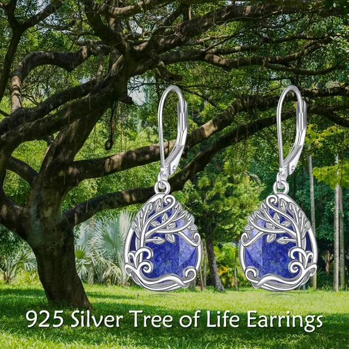 Miniatura 204 de Aretes colgantes con forma de lágrima de filigrana de piedra lunar de plata de ley 925 con cierre de palanca para mujer, regalos de joyería
