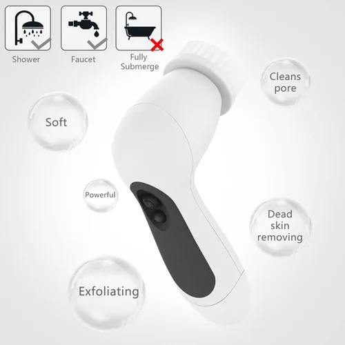 Miniatura 6 de CLSEVXY - Juego de cepillos giratorios de limpieza facial resistente al agua, con 5 cabezales de cepillo exfoliante - Cepillo limpiador facial