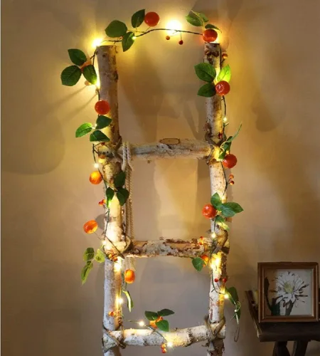 Miniatura 5 de Guirnalda de luces artificiales de frutas y mandarina, luces LED de naranjas, enredaderas colgantes, guirnalda de plantas, bayas artificiales, luz