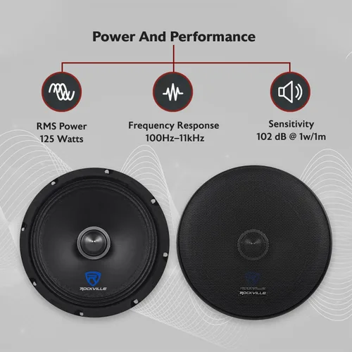 Miniatura 2 de Rockville RXM88 8 "250w 8 Ohm Altavoz de coche de controlador de bajos medios hecho con cono de Kevlar