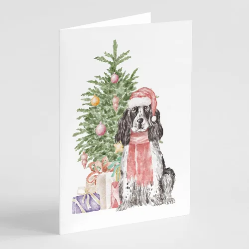 Miniatura 42 de Caroline's Treasures CK8213GCA7P Bulldog, Bulldog Inglés #2 - Tarjetas de felicitación y sobres de árbol de Navidad, paquete de 8 tarjetas en blanco