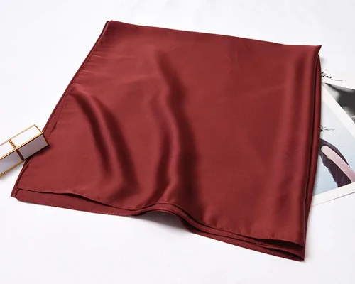 Miniatura 87 de Conjunto de bufanda de poliéster de gasa cuadrada de satén suave y grande para mujer, cuello de cabeza, multiuso, colores sólidos disponibles