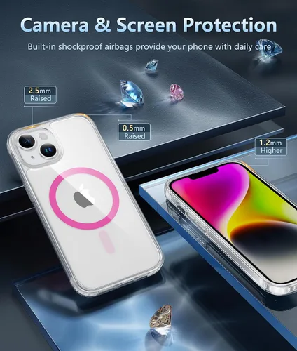 Miniatura 1771 de FNTCASE Funda para iPhone 13 Pro-Max: Fundas magnéticas transparentes compatibles con Magsafe Slim anti amarillamiento protección contra caídas
