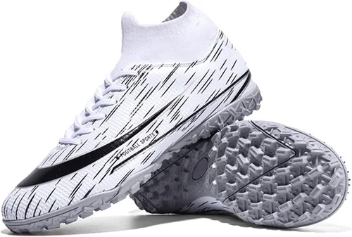 UYO Men's Soccer Cleats Football Shoes with High-Tops Lace-Up Non-Slip Spikes Ankle Support Outdoor Athletic Firm Ground Turf Sneaker