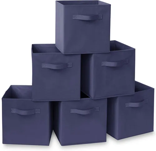 Miniatura 8 de Casafield juego de 6 cubos de almacenamiento plegables de tela, canastas de tela plegables de 11 pulgadas, para estantes, cubos organizadores
