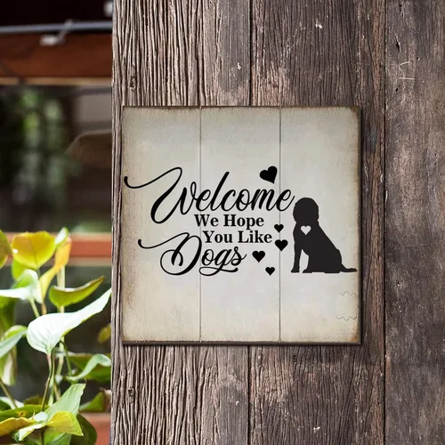 Miniatura 3 de Welcome We Hope You Like American Bully Dog - Letrero de madera clásico para pared, decoración de madera para el hogar, casa de campo, placa