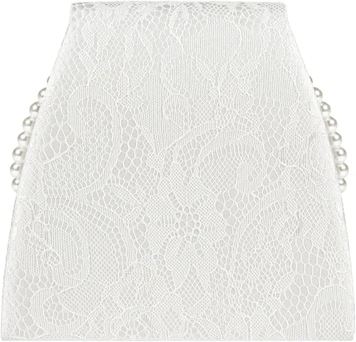 Miniatura 4 de Mulian LilY Bolso de embrague con asa superior de perla de satén de encaje floral de alta calidad con cadena desmontable flor boda bolsa nupcial