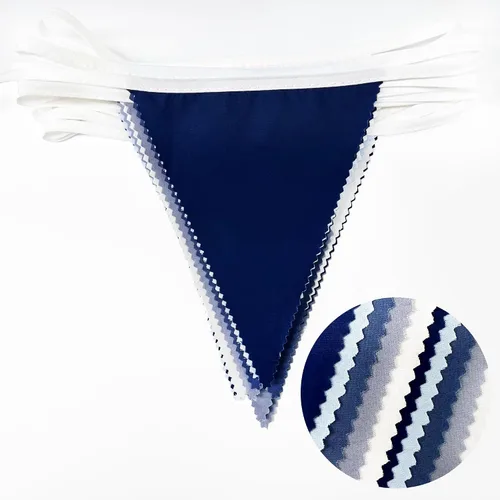 Miniatura 2 de Decoraciones de fiesta azul profundo de 32 pies, bandera triangular real, banderines de tela para boda, cumpleaños, Ahoy, Achor, pirata náutico