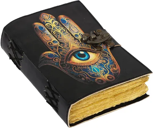 Miniatura 24 de Book of Spells - Diario encuadernado en cuero con papel de borde irregular, grimorio, diario impreso del Tercer Ojo, suministros de brujería