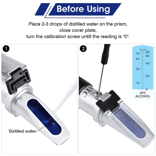 Miniatura 4 de Óptica Refractómetro de alcohol Compensación automática de temperatura Medidor de alcohol 0 ~ 80% v/v Alcohol Alcohol Medidor herramienta