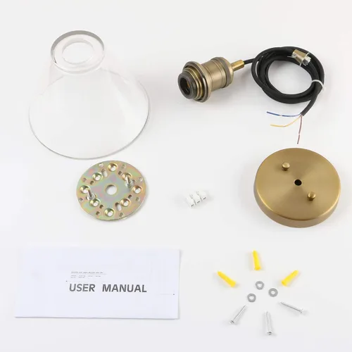 Miniatura 8 de Yosoan Lámpara colgante Edison vintage de 1 luz, mini embudo acampanado de vidrio transparente para cocina, baño, porche, sala de estar, comedor