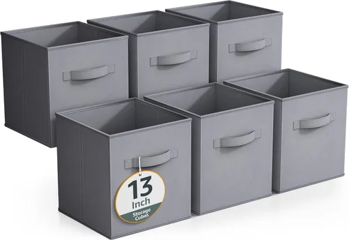 Miniatura 11 de Sorbus - Contenedores de almacenamiento de 11 pulgadas, cestas plegables de tela para organizar despensa, armario, estante, caja de juguetes, cubo