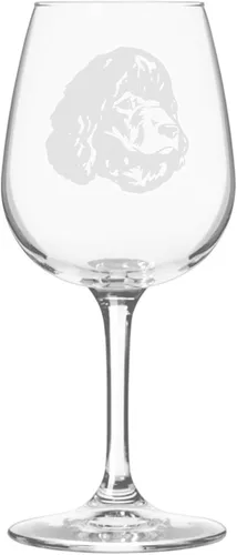Miniatura 318 de Copa de vino de 12.75 onzas con diseño de perro grabado