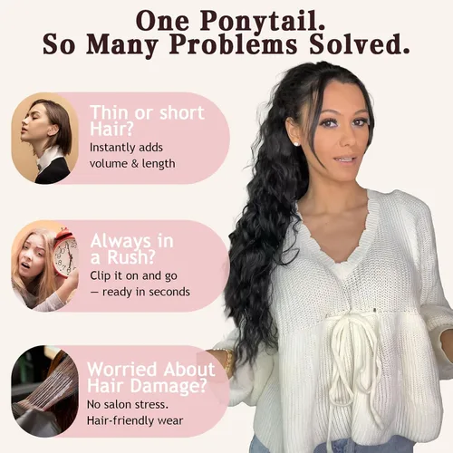 Miniatura 9 de ORSUNCER - Extensión de cola de caballo con clip de garra de 30", con clip, extensiones de pelo sintético de aspecto natural y esponjoso