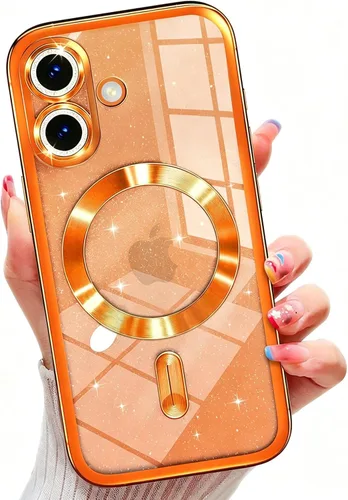Miniatura 19 de Misscase Funda magnética compatible con iPhone 14 con purpurina y protector de lente de cámara, protección completa, compatible con MagSafe