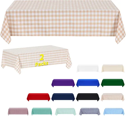 Miniatura 57 de ABCCANOPY Paquete de 3 manteles rectangulares de poliéster de 60 x 84 pulgadas, para interiores y exteriores, resistentes a las manchas, lavable
