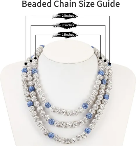 Miniatura 6 de SKQIR Collar de Cuentas de Béisbol para Hombres Bling Accesorios de Goteo de Béisbol con Diamantes de Imitación Brillantes para Hombres Colección
