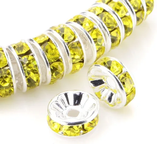 Miniatura 39 de RUBYCA - 100 unidades de espaciadores redondos y ondulados de cristal checo de alta calidad en tono plateado, Cristal, 10mm