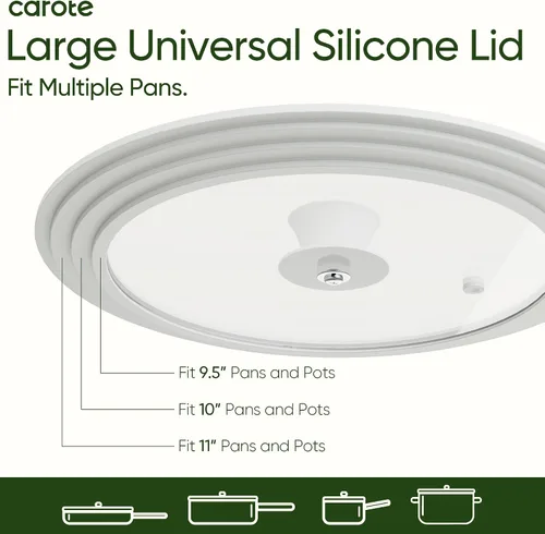 Miniatura 7 de CAROTE 2 piezas de tapa universal de silicona para ollas, sartenes y cacerolas, tapa de olla para 6", 7" 8" y 9.5", 10", 11" de diámetro. Utensilios