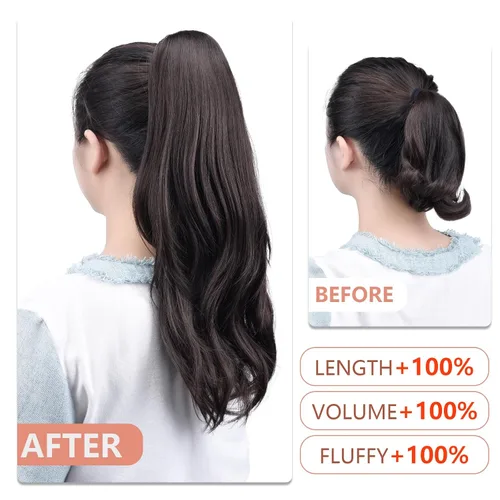 Miniatura 296 de Extensiones de cola de caballo de cabello rubio, extensiones de cola de caballo para mujer, pinza de extensiones de cabello rizado de 12 pulgadas