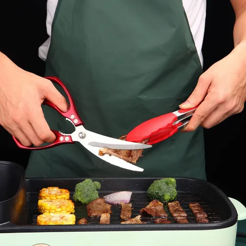 Miniatura 7 de Tijeras de cocina resistentes, paquete de 2, hoja afilada de acero inoxidable de alta calidad, tijeras de carne aptas para lavavajillas, tijeras