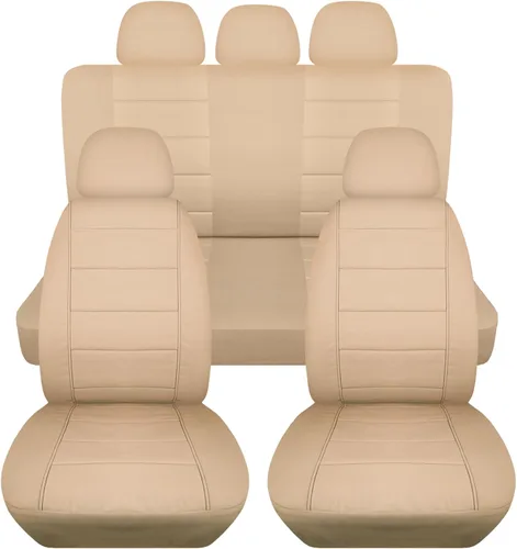 Miniatura 17 de Totally Covers Fundas de asiento de coche sólidas con 5 fundas (2 delanteras + 3 traseras) para reposacabezas: color negro, ajuste