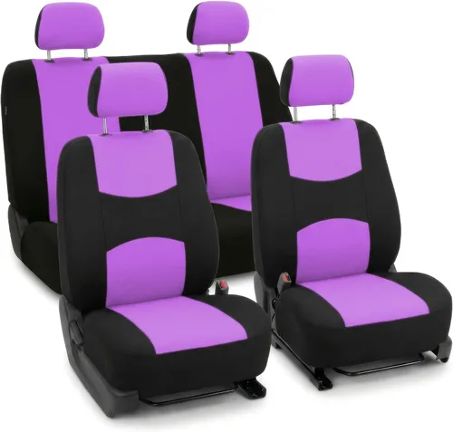 Miniatura 15 de FH Group Juego completo de fundas de asiento de automóvil de tela plana, color beige combo, diseño de fundas de asiento de automóvil pequeño