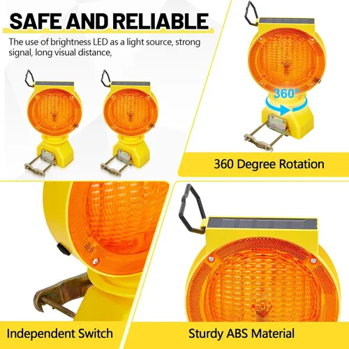 Miniatura 4 de 2 luces solares intermitentes de tráfico, luces solares de advertencia industrial, advertencia de tráfico, barricada, señal, intermitente, 2 caras