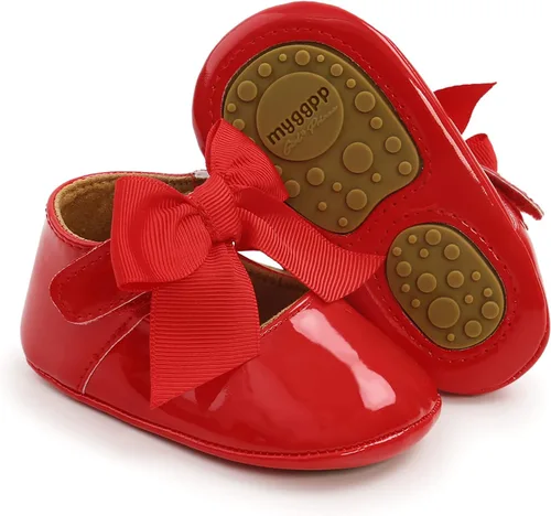 Miniatura 5 de GAISUMMI Zapatos planos Mary Jane para bebés y niñas con lazo, suela de goma antideslizante, de piel sintética, para primeros pasos, zapatos