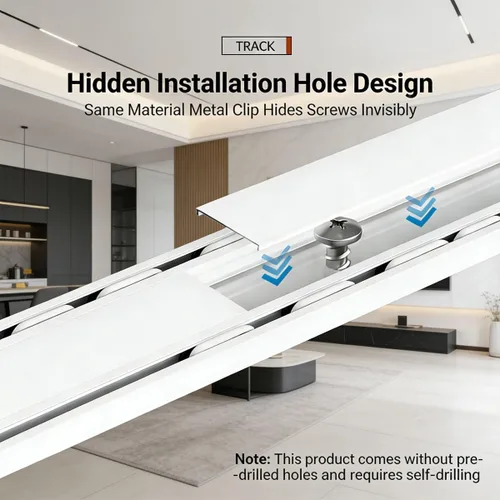 Miniatura 5 de Juego de rieles de aluminio resistente para cortinas de 8.5, 8.9, 9.2, 9.5 pies, barra de montaje en techo de doble cortina, sistema de rieles Blanco